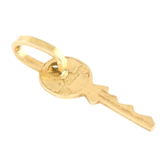 Key Solid Yellow Gold Pendant Charm - Picture 12 of 13